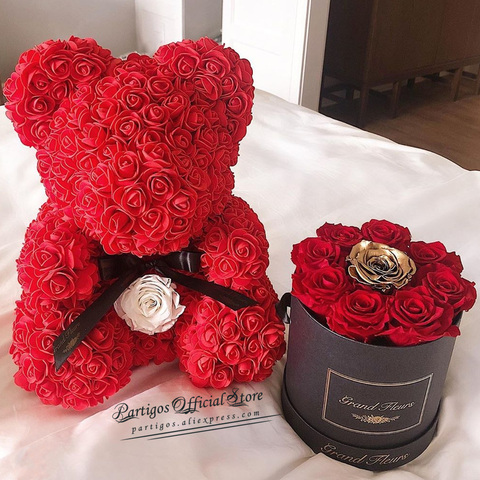 De día de San Valentín regalos rojo oso artificiales espuma Rosas de la flor de decoración para bodas y compromisos poco molde de oso de peluche ► Foto 1/6