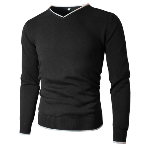 Jersey con cuello en V para hombre, Jersey básico de punto, Estilo sencillo, sólido, de marca, Otoño e Invierno ► Foto 1/6