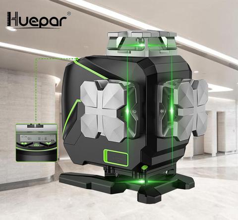 Huepar-Nivel láser de línea cruzada S04CG 16 líneas 4D, Bluetooth y funciones de Control remoto, líneas de Rayo verde con funda de transporte dura ► Foto 1/6