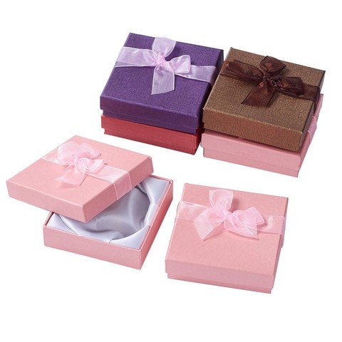 Cajas de Regalo para joyería, cajas de cartón para exhibir pendientes, anillo, collar, conjunto de joyería, cajas de embalaje redondas cuadradas, 12 Uds. ► Foto 1/6