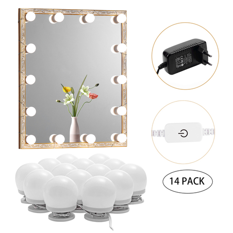 Kit De 3 Luces Espejo Vanidad LED Con Bombillas Luz Para Tocador Baño  Maquillaje