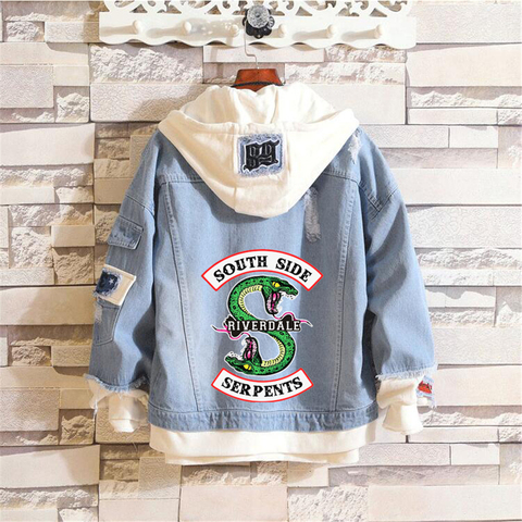 Riverdale Logo Printed Denim Jackets Fashion Men and Women Southside Serpents Riverdale Streetwear Fashion Hooded Jacket Coat ► Foto 1/6
