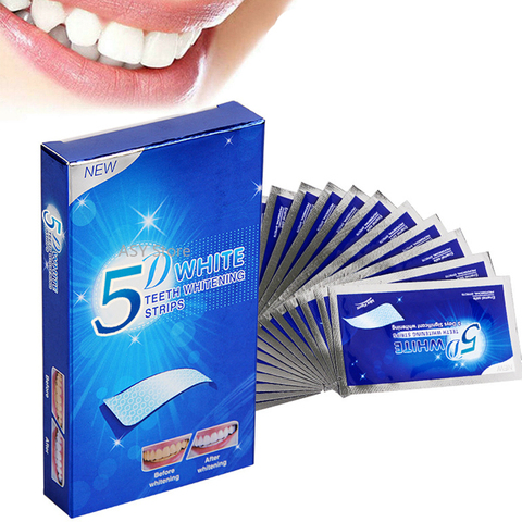 Tiras blanqueadoras de dientes de Gel 5D, kit Dental de higiene Oral, tiras de cuidado facial para dentadura postiza, venecillas de dentista, gel blanqueador ► Foto 1/6