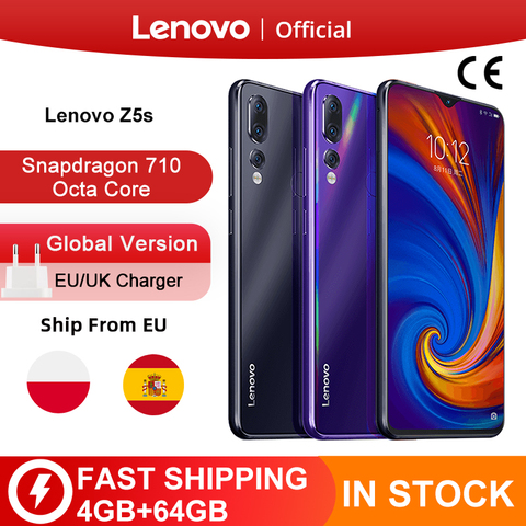 Versión Global Lenovo Z5s Snapdragon 710 Octa Core 64GB SmartPhone identificación facial 6,3 AI Triple cámara trasera Android P teléfono móvil ► Foto 1/6