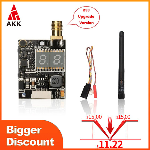 AKK K33 5,8G pantalla doble 600mW FPV Audio Video transmisor para 2000M de alcance ► Foto 1/6