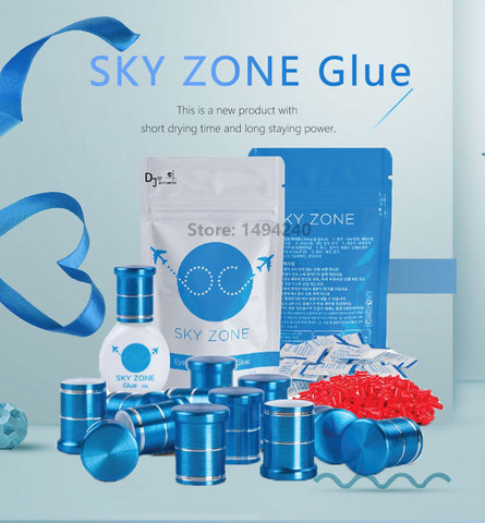 Pegamento de extensiones de pestañas Sky Zone, 10 botellas, pegamento de extensiones de pestañas 1-2s, tiempo de secado, el pegamento más fuerte y más potente de 5ml, mantiene 6-7 semanas ► Foto 1/6