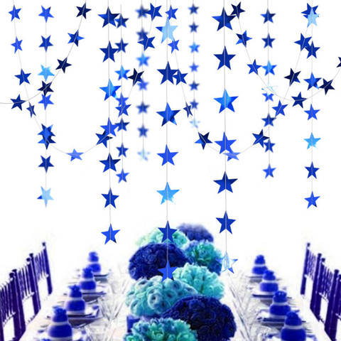 4m azul estrella guirnalda de papel de Banner feliz 1st decoración de fiesta de cumpleaños niño niña bebé ducha decoración suministros de la boda ► Foto 1/6