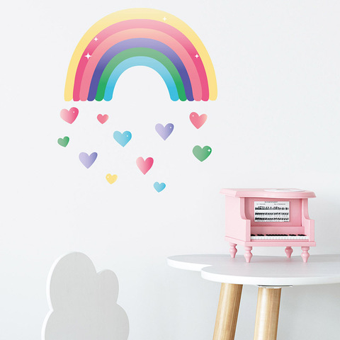 Amor de dibujos animados Arco Iris etiqueta de la pared para niños niño habitaciones habitación sala de papel tapiz de decoración de color Mural para cuarto de bebé pegatinas ► Foto 1/6