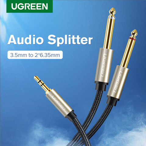 Ugreen Jack 3,5mm a 6,35mm adaptador de Cable de Audio para mezclador amplificador altavoz chapado en oro 6,5mm 3,5 Jack cable de Audio divisor macho ► Foto 1/6