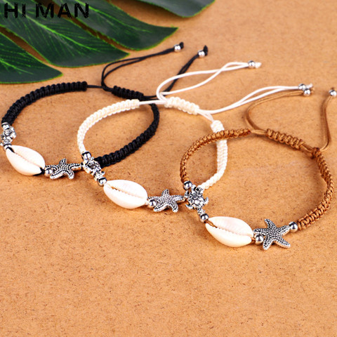 Pulsera de concha de tortuga y estrella de mar para mujer, brazalete creativo hecho a mano ajustable, joyería de verano para playa, venta al por mayor ► Foto 1/6