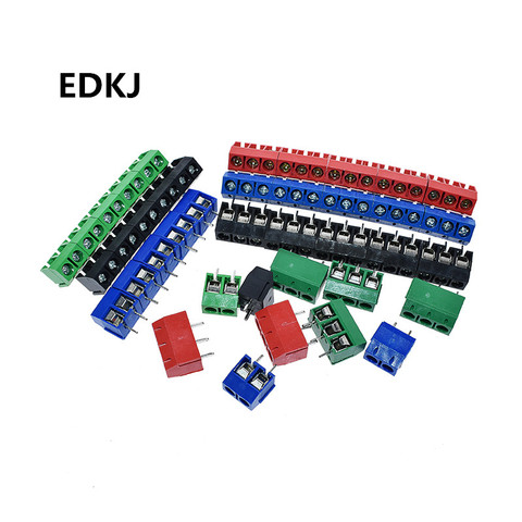 5 uds 4 color mucho KF301-5.0-2P KF301-3P KF301-4P paso 5,0mm Pin recto 2P 3P 4P tornillo Bloque de terminales PCB conector ► Foto 1/4