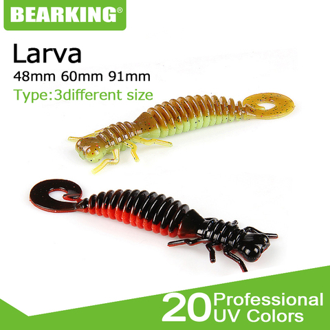 BEARKING Larva Señuelos de Pesca 48mm 60mm 91mm carpa Wobblers cebos blandos para pesca artificiales de silicona doble Color cebos ► Foto 1/6