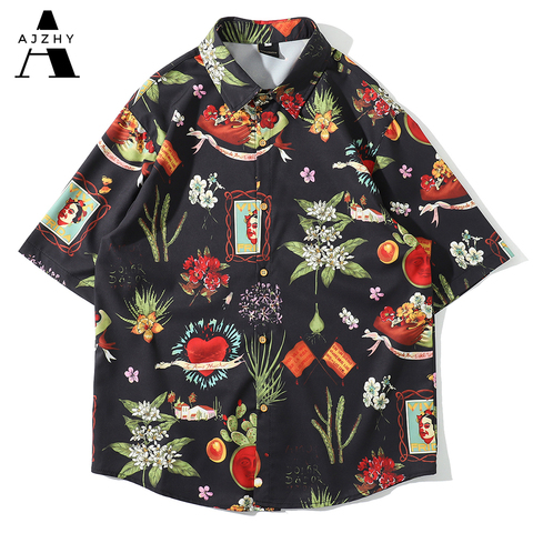 Aloha-Camisa de manga corta con estampado informal para hombre, camisa Harajuku a la moda para playa, hawaiana, Floral, Ukiyo E, 2022 ► Foto 1/6