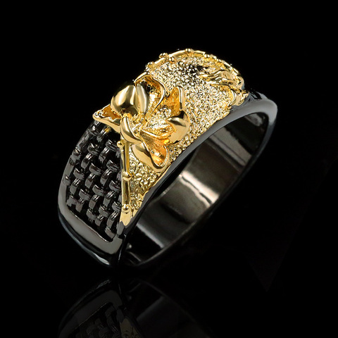 De lujo de la flor de la plata esterlina 925 anillo hueco Retro negro oro circonita compromiso de boda anillo para las mujeres ► Foto 1/5