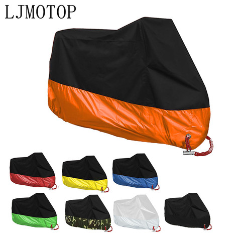 Funda impermeable universal con protección UV para motocicleta, cubierta protectora a prueba de lluvia, rayos ultravioleta y polvo, para BMW, Ducati, Honda, Kawasaki, KTM, Suzuki, Yamaha o ciclomotor ► Foto 1/6