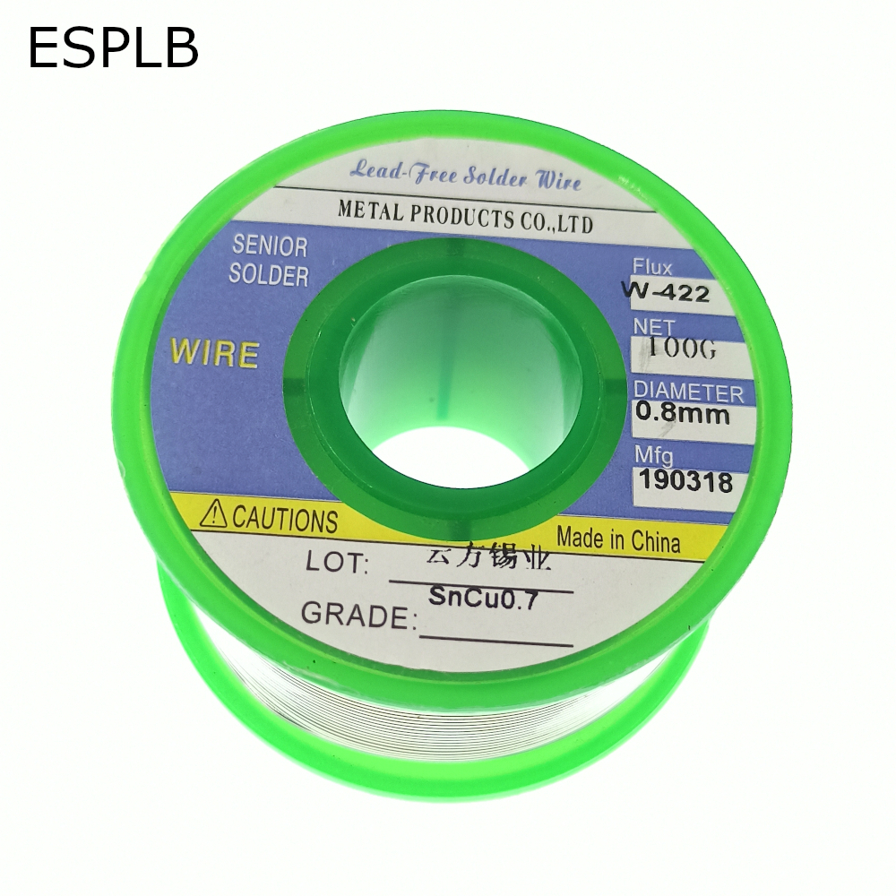 Alambre de soldadura sin plomo ESPLB 100G, estaño 0,8/1,0/1,2/1,5/2,0mm, núcleo de resina de hierro para soldar, soldadura Sn99.3 Cu0.7 ► Foto 1/5