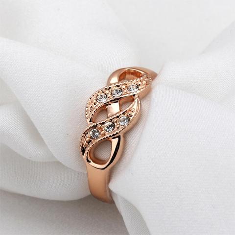 Anillos de boda de circonia cúbica con forma de onda para mujer, Color oro rosa, marca de moda, regalo de Navidad, joyería R334 R226 ► Foto 1/6