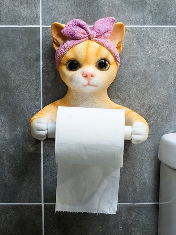 Soporte de papel higiénico para gatos y perros, portarrollos de baño creativos montados en la pared ► Foto 1/5