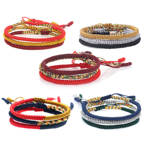 Multicolor pulsera de hilo de budismo tibetano amor suerte encanto tibetano pulseras y pulseras para mujer y hombre hecho a mano, cuerda ► Foto 1/6