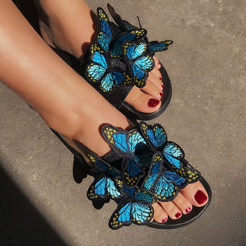 Sandalias bohemias con punta abierta para Mujer, Zapatos planos De playa, De mariposa, para verano, envío gratis ► Foto 1/6