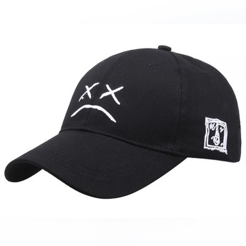 Lil Peep de béisbol con estampado de cara triste para hombre y mujer, gorra de béisbol con estampado de cara triste, Hip Hop, bordado de algodón, Snapback, regalos creativos ► Foto 1/5