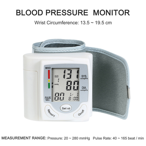 Tonómetro con pantalla LCD, Monitor de presión arterial, pulsómetro de muñeca automático Digital, esfigmomanómetro para el cuidado de la salud en el hogar ► Foto 1/6