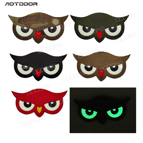 Parche reflectante de ojos de búho para hombre y mujer, 1 unidad, PVC, táctico, militar, del Ejército, insignia de goma ► Foto 1/6