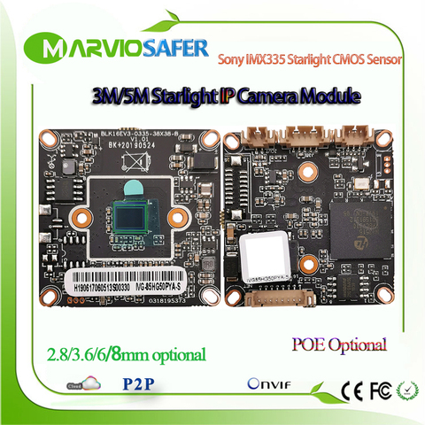 H.265 5MP Starlight Módulo de cámara IP CCTV POE cámara de red de dos vías de Audio Sony IMX335 Sensor 1080P 3MP opcional Onvif ► Foto 1/6