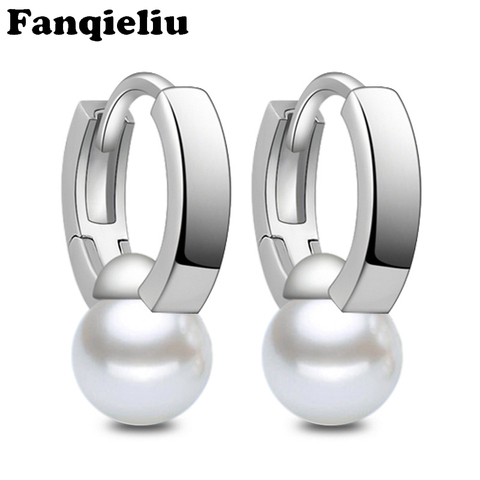 Fanqieliu-pendientes de plata 925 sólida para mujer, aretes de aro de perlas, joyería de lujo, aros para mujer 2022 FQL20008 ► Foto 1/6