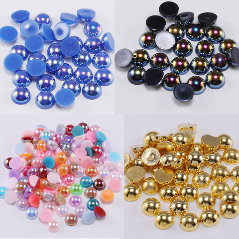 Lote de 2, 3, 4, 5, 6, 8, 10, 12 y 14 mm de cuentas semiredondas de perla de imitación ABS, suministros de cuentas de resina para joyería DIY ► Foto 1/6