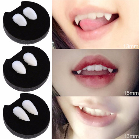 Dentaduras de Halloween para Cosplay, caja de dientes de fantasma demonio y zombi, regalo empaquetado, utillaje para fiesta, dientes de Vampire, Chico, 2 uds. ► Foto 1/6