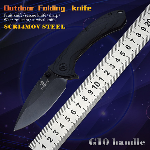 Cuchillo plegable de 8CR14MOV para acampar al aire libre, cuchillo de caza con rodamiento, mango G10, equipo de pesca de montañismo, EDC táctico ► Foto 1/6