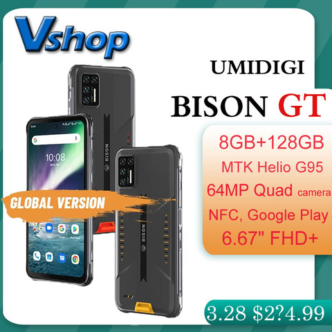 UMIDIGI-teléfono inteligente BISON GT, móvil resistente al agua IP68/IP69K, de 64MP, 8GB, 128GB, 6,67 pulgadas, Android 10, versión Global, NFC, OTG ► Foto 1/6