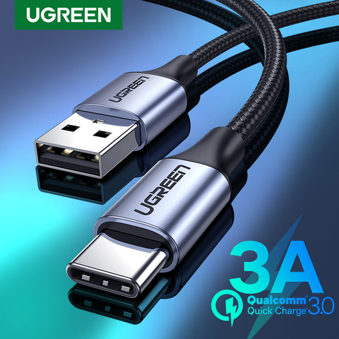 Ugreen Nylon USB tipo C Cable para Samsung Galaxy Note 9 S9 S8 Cable de datos de carga rápida para Xiaomi Mi6 huawei Nexus 6 P USB tipo C ► Foto 1/6