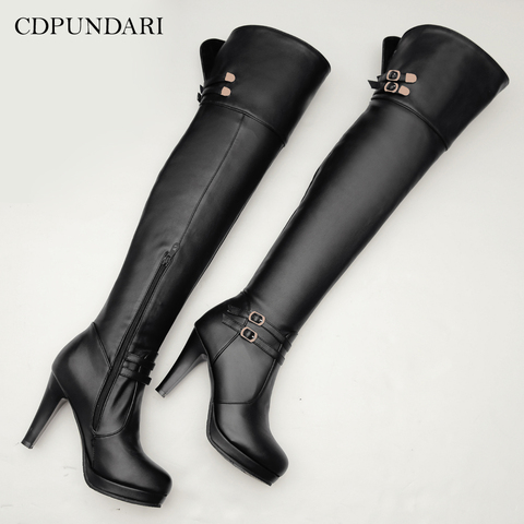 2022 negro tacones altos por encima de la rodilla botas de plataforma de las mujeres de alta del muslo botas de otoño e invierno zapatos, botas largas Cuissardes Sexy blanco ► Foto 1/6