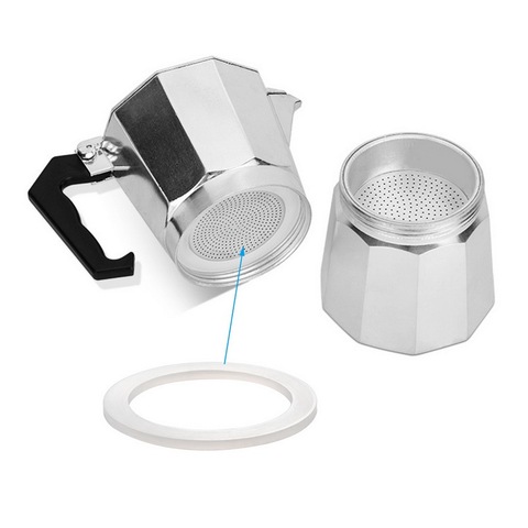 Juntas de silicona suaves y flexibles de repuesto, arandelas de sellado, anillos compatibles con macetas Moka Express de 1/2/3/6/9/12 tazas, color blanco, 5 uds. ► Foto 1/6