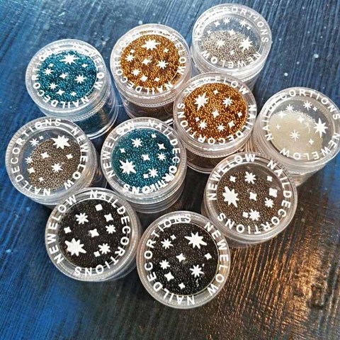 Microcuentas de Caviar de azúcar falso para uñas, cuentas redondas de vidrio de Arte de uñas, diamantes de imitación para uñas, suministros de microburbujas, 1 caja de 0,6-1MM ► Foto 1/6