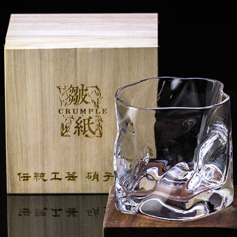 Chamvin-vasos de cóctel de whisky japonés, copa de papel arrugado, con caja de madera, Juego de vasos de tiro ► Foto 1/5