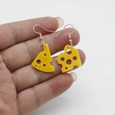 Chica de moda pendientes de lujo acrílico irregular pendientes con diseño de queso mujeres asimétrico blanco de raíz de loto, pendientes ► Foto 1/6