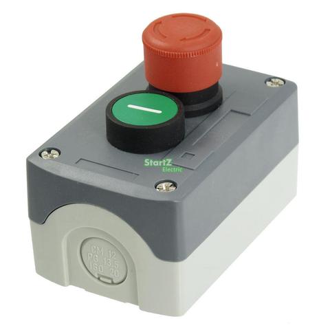 Caja de estación de conmutación con botón pulsador plano verde momentáneo de emergencia roja de 240V 3 a ► Foto 1/2