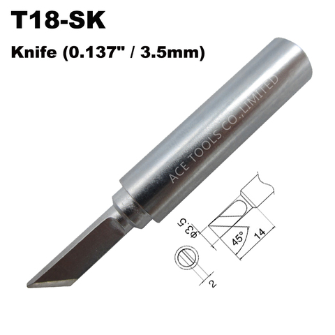 T18-SK punta de soldadura Cuchillo pequeño 3,5mm 0.137 