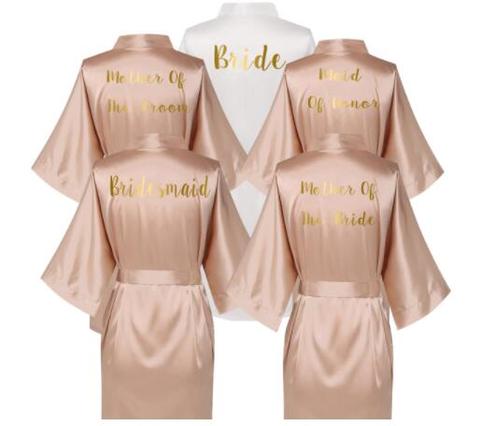 Bata de seda de noche para mujer, de color rosa y satinada de oro, ropa de lencería femenina, para novia y dama de honor ► Foto 1/6