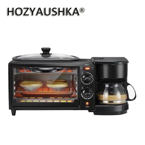 Máquina de desayuno 3 en 1, cafetera de 600w + Teppanyaki de 750w, horno de 750w, máquina para hornear pan, tostadora de pan, huevo frito, cocina de café ► Foto 1/6