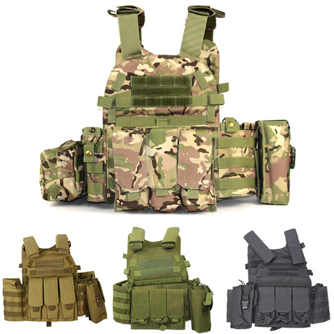 Airsoft-chaleco táctico militar Molle, bolsa de revistas, multicámara, placa de armadura corporal, transportador de munición, aparejo de pecho, equipo de combate de caza de asalto ► Foto 1/6