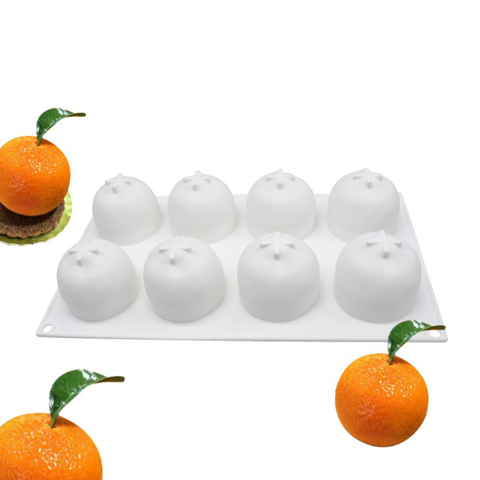 Molde para tarta o Mousse de silicona naranja de 8 cavidades, molde de silicona de frutas, tortas cítricas, tangerina, molde para Mousse, herramientas de decoración de pasteles ► Foto 1/6