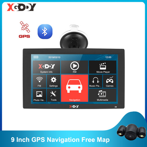 XGODY X4 9 pulgadas de navegación GPS del coche Bluetooth camión Navigator 128 MB 8 GB GPS de navegación TF FM navitel nos es 2022 de la UE mapa gratuito ► Foto 1/6