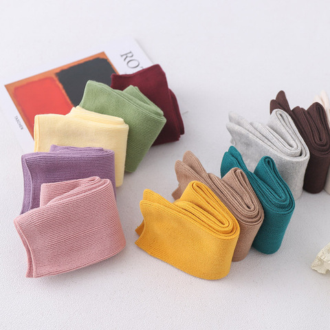 Calcetines de Color caramelo para mujer, calcetín liso, para estudiantes, algodón elástico, informal, 2022 ► Foto 1/6