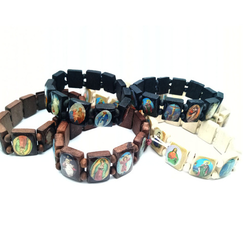 Pulseras iconos religiosos de madera de los santos y Jesús, Unisex, de madera, Paryer, Charm Jewelry para hombre, 2022 ► Foto 1/6