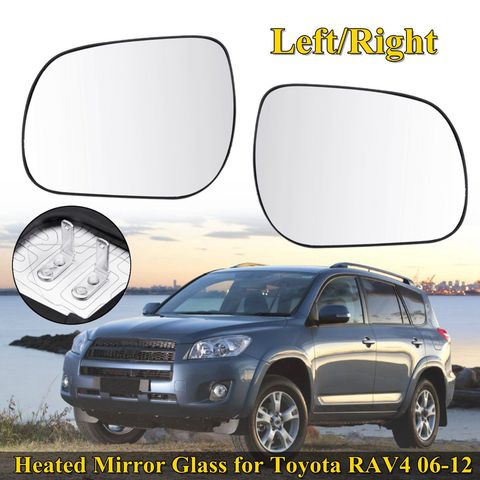 Espejo retrovisor delantero, Izquierdo, derecho, 1 Uds., cristal para TOYOTA RAV4 2006 2007 2008 2009 2010 2011 2012 convexo calentado con base ► Foto 1/6