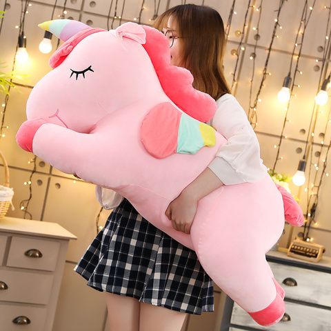 Peluche de unicornio gigante kawaii para niños y niñas, juguete suave de unicornio de 25-100cm, caballo, almohada, regalos de cumpleaños ► Foto 1/6